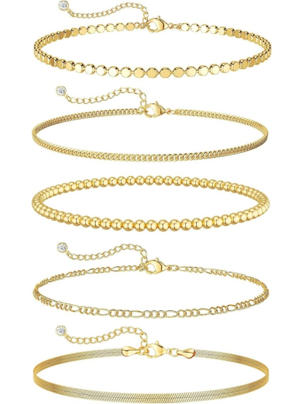 Waterproof Gold Bracelets for Women - 14K Plated Minimalist Stackable Jewelry